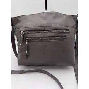 Great American Leather Works Grey Pebbled Leather Crossbody Organizer Bag